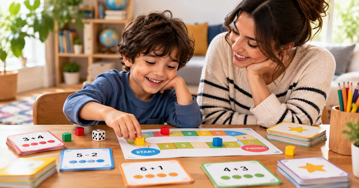 Parent and child working through a maths game together when a child hates maths worksheets